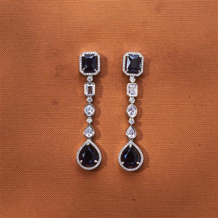 Cz Classic Earring With Rhodium Plating