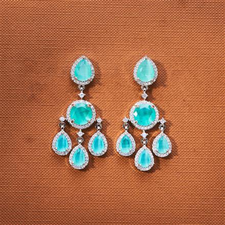 Cz Classic Earring With Rhodium Plating