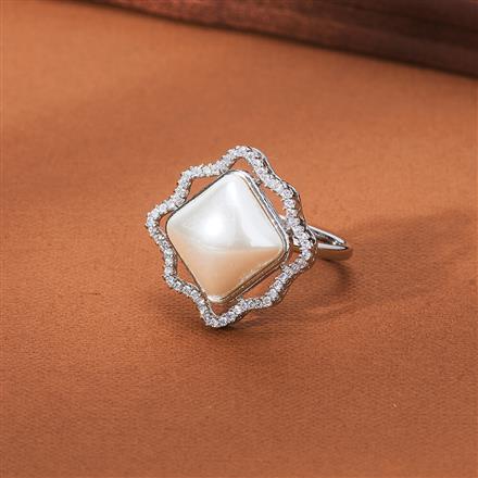 Cz Adjustable Ring With 2 Tone Rhodium Plating