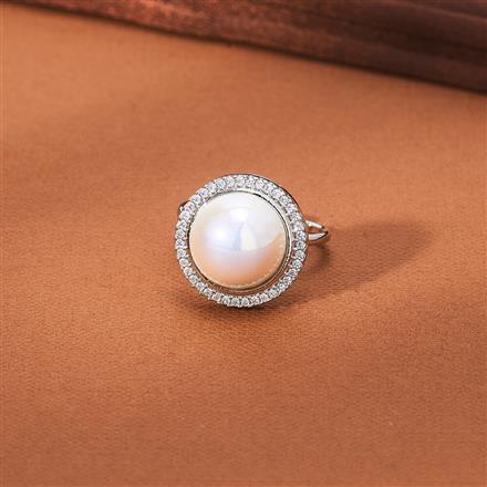 Cz Adjustable Ring With 2 Tone Rhodium Plating