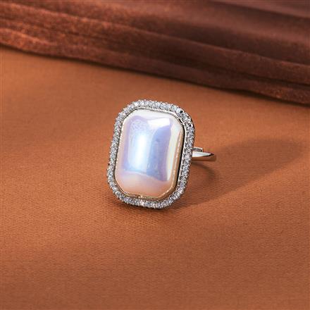 Cz Classic Ring With 2 Tone Rhodium Plating