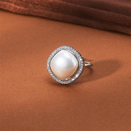 Cz Classic Ring With 2 Tone Rhodium Plating