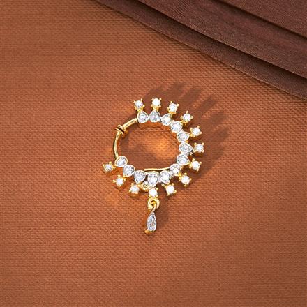 Cz Classic Nose Ring With 2 Tone Rhodium Plating