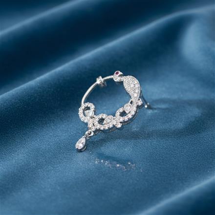 Cz Classic Nose Ring With 2 Tone Rhodium Plating