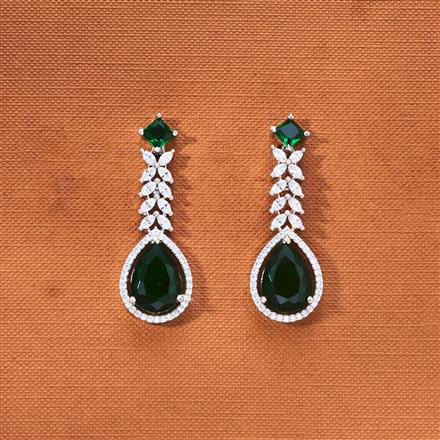 Cz Classic Earring With Rhodium Plating