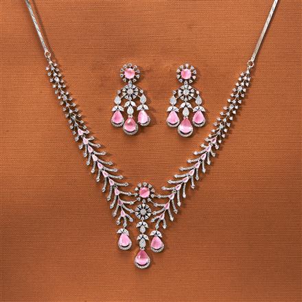 Cz Classic Necklace With Rhodium Plating
