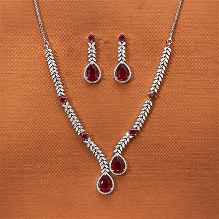 Cz Classic Necklace With Rhodium Plating