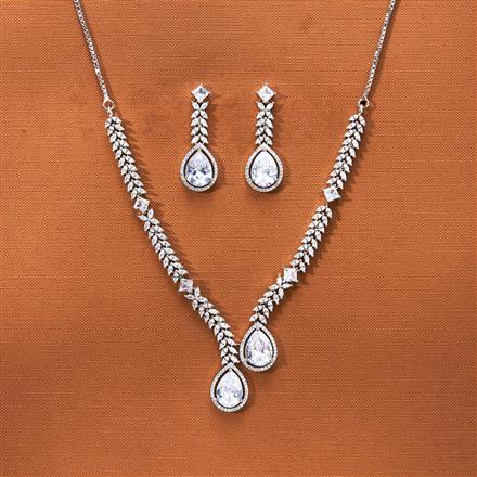 Cz Classic Necklace With Rhodium Plating