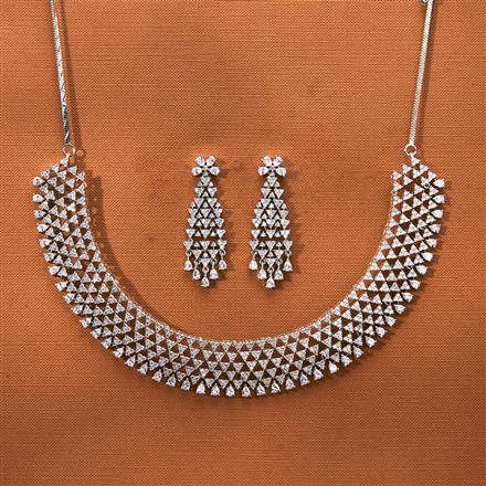 Cz Classic Necklace With 2 Tone Rhodium Plating