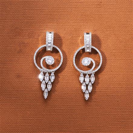 Cz Classic Earring With 2 Tone Rhodium Plating