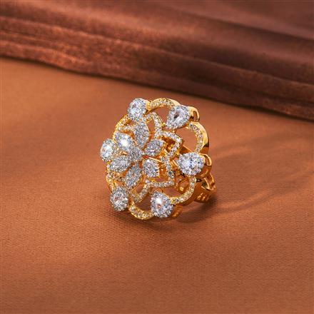 Cz Classic Ring With 2 Tone Rhodium Plating