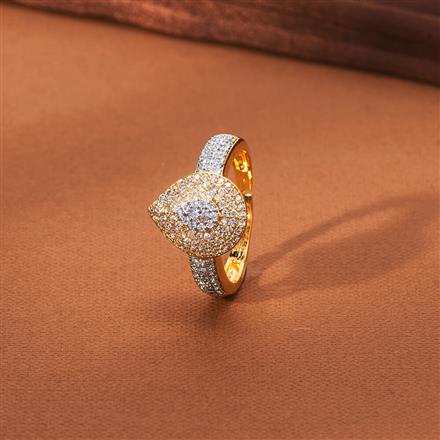 Cz Adjustable Ring With 2 Tone Rhodium Plating