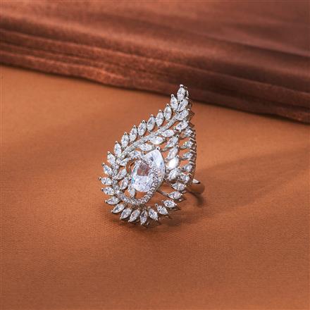 Cz Adjustable Ring With Rhodium Plating