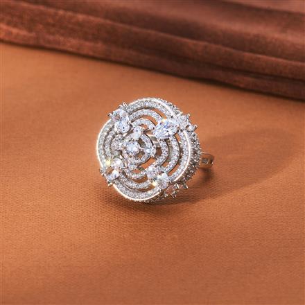 Cz Classic Ring With Rhodium Plating