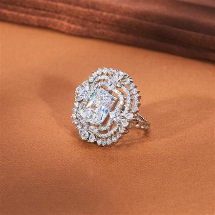 Cz Classic Ring With Rhodium Plating