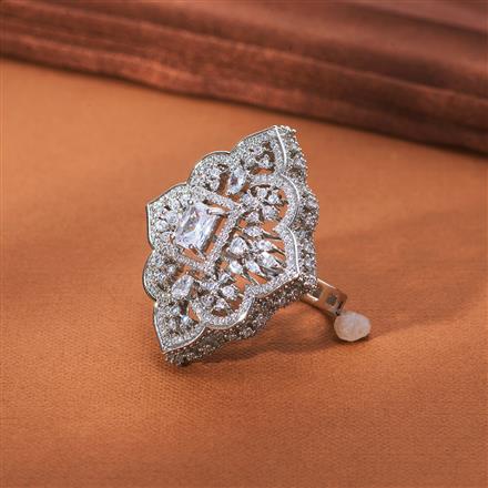 Cz Classic Ring With Rhodium Plating