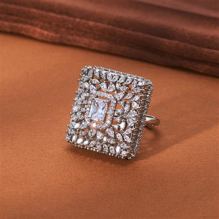 Cz Classic Ring With Rhodium Plating