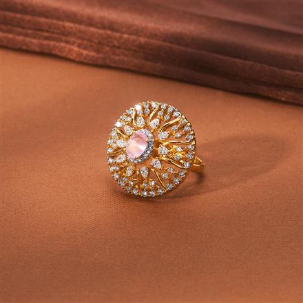 Cz Adjustable Ring With 2 Tone Plating