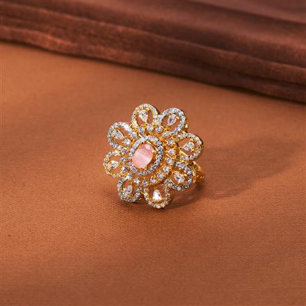 Cz Adjustable Ring With 2 Tone Plating