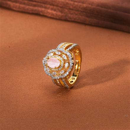 Cz Adjustable Ring With 2 Tone Plating