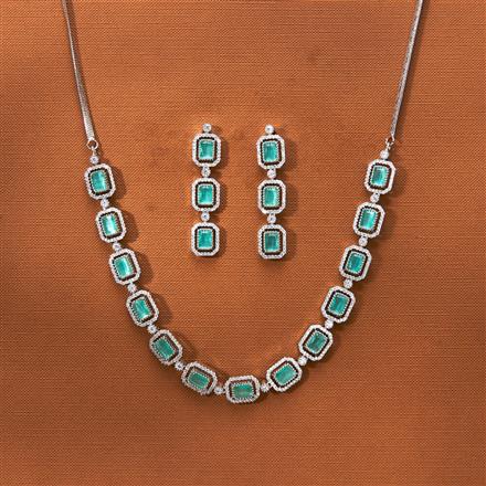 Cz Classic Necklace With Rhodium Plating