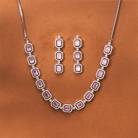 Cz Classic Necklace With Rhodium Plating