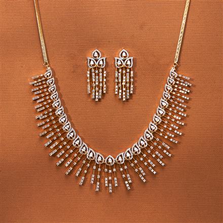 Cz Classic Necklace With 2 Tone Rhodium Plating