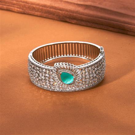 Cz Classic Kada With Rhodium Plating