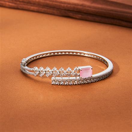 Cz Openable Kada With Rhodium Plating