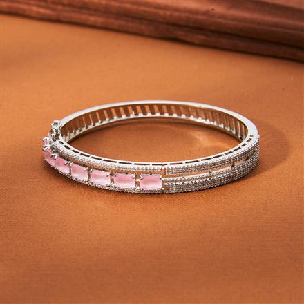 Cz Openable Kada With Rhodium Plating