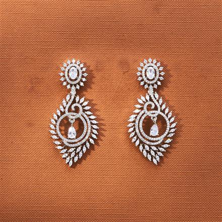 Cz Classic Earring With 2 Tone Rhodium Plating