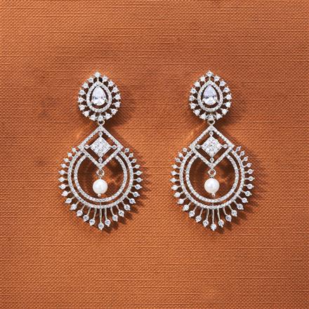 Cz Classic Earring With 2 Tone Rhodium Plating