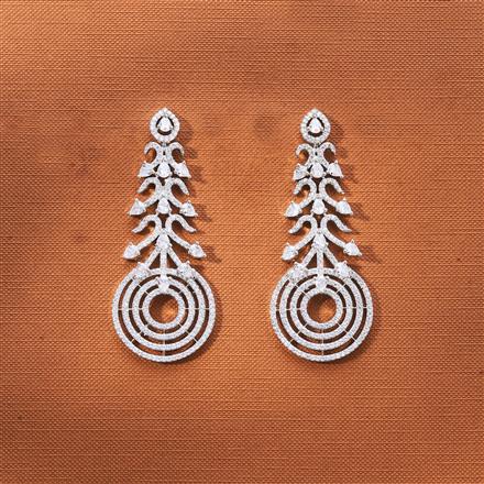 Cz Classic Earring With 2 Tone Rhodium Plating
