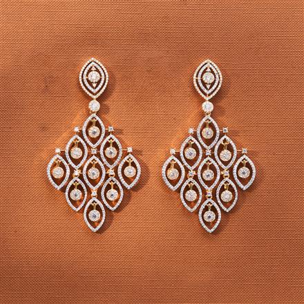 Cz Classic Earring With 2 Tone Rhodium Plating