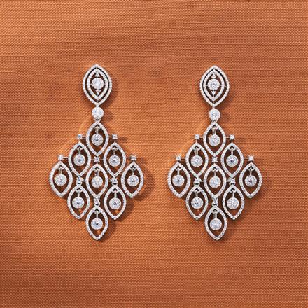 Cz Classic Earring With 2 Tone Rhodium Plating