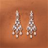 Cz Classic Earring With 2 Tone Rhodium Mehndi Plating