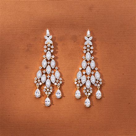 Cz Classic Earring With 2 Tone Rhodium Mehndi Plating