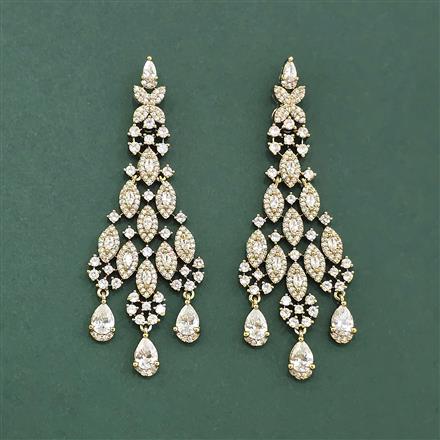 Cz Classic Earring With 2 Tone Rhodium Mehndi Plating