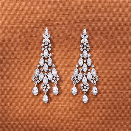 Cz Classic Earring With 2 Tone Rhodium Mehndi Plating