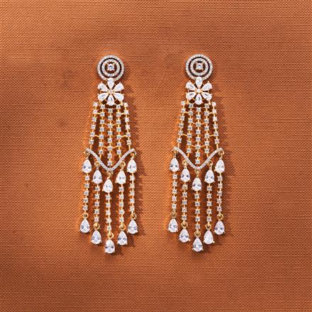 Cz Classic Earring With 2 Tone Rhodium Plating
