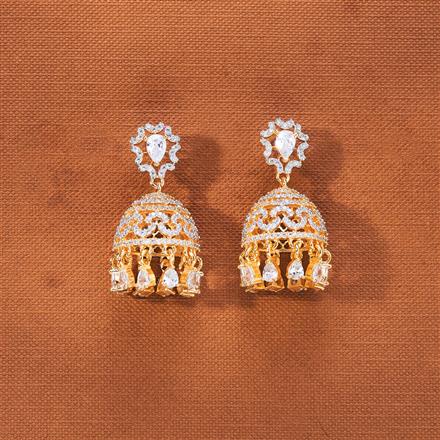 Cz Classic Jhumki With 2 Tone Rhodium Plating