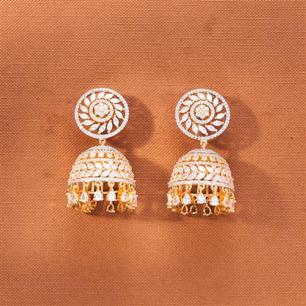 Cz Classic Jhumki With 2 Tone Rhodium Plating