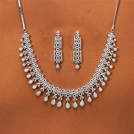 Cz Classic Necklace With 2 Tone Rhodium Plating