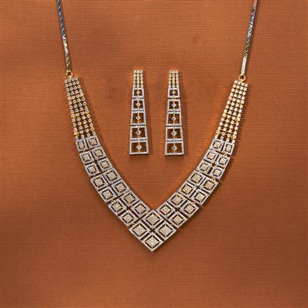 Cz Classic Necklace With 2 Tone Rhodium Plating