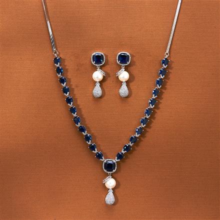 Cz Classic Necklace With Rhodium Plating