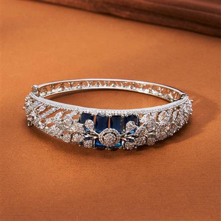 Cz Openable Kada With Rhodium Plating