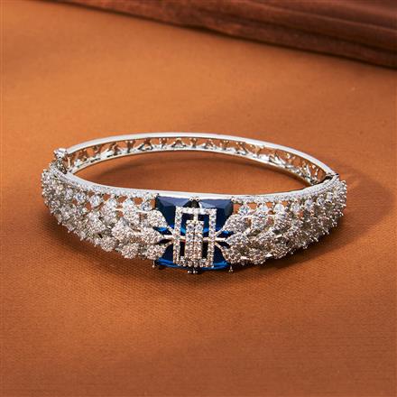 Cz Classic Kada With Rhodium Plating