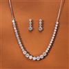 Cubic Zirconia Solitaire Necklace With Rhodium Plating