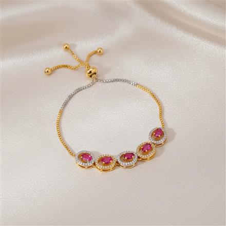 Cubic Zirconia Adjustable Bracelet With 2 Tone Plating