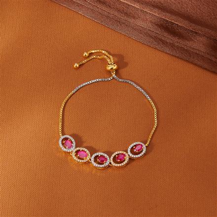 Cubic Zirconia Adjustable Bracelet With 2 Tone Plating